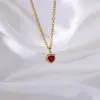 Wholesale 304 Stainless Steel Round Water Droplets Heart Shape PVD Coated Artificial Pearls Zircon 18K Real Gold Plated Elegant Romantic Simple Style Plating Regular Lobster Trigger Clasp Closure Pendant Necklace