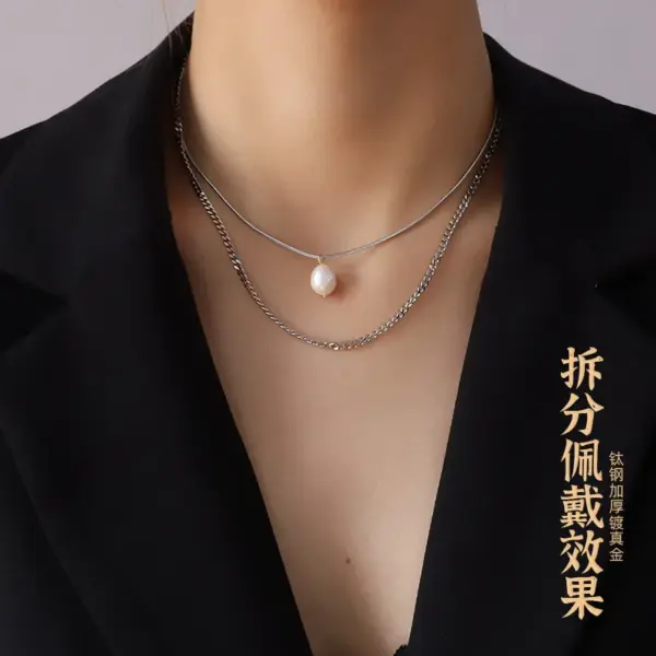 Wholesale PVD Coated Real Gold Plated 18K Gold Geometric 304 Stainless Steel Fashion Waterproof Non Tarnish 304 Stainless Steel Necklace