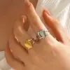 Wholesale Ion Plating (IP) 18K Gold Plated Heart Shape 304 Stainless Steel IG Style Cute Simple Style Waterproof Non Tarnish Open Rings