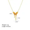 Wholesale Titanium Steel Copper Plating Heart Shape Flower Bow Knot Pendant Necklace