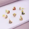 Wholesale Simple Style Heart Shape Copper Inlay Zircon Ear Studs 1 Pair