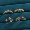 Wholesale Jewelry Cute Romantic Sweet Colorful Heart Shape Petal Copper Artificial Rhinestones Artificial Diamond Rhinestones Inlay Open Rings