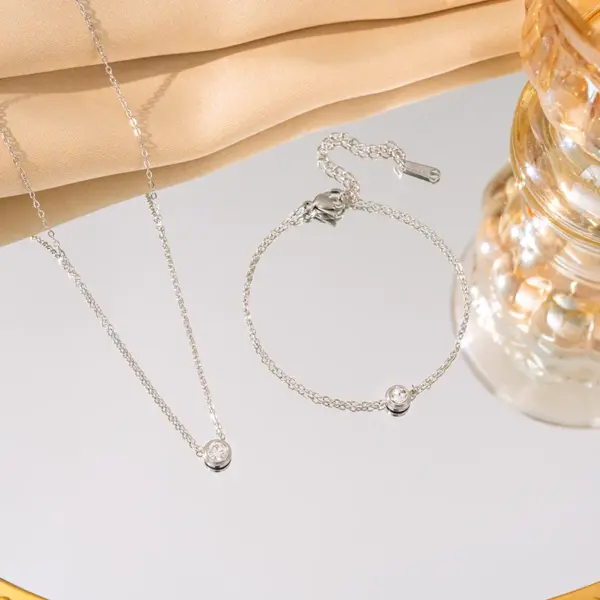 Wholesale Ion Plating (IP) 18K Gold Plated Round 304 Stainless Steel Elegant Glam Luxurious Waterproof Non Tarnish Bracelets Necklace