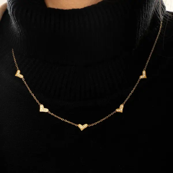 PVD Coated Heart Shape 304 Stainless Steel Simple Style Shiny Waterproof Non Tarnish 304 Stainless Steel Pendant Necklace