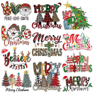 Wholesale Christmas Hot Stamping Spot Heat Transfer Pattern UV DTF Ready to Press Transfers Wraps
