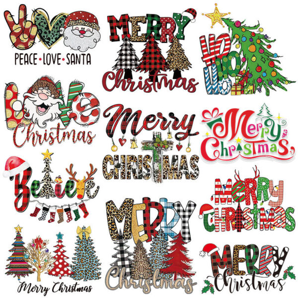 Wholesale Christmas Hot Stamping Spot Heat Transfer Pattern UV DTF Ready to Press Transfers Wraps