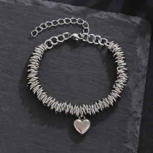 Silver / 17+5cm / Heart Circle Bracelet