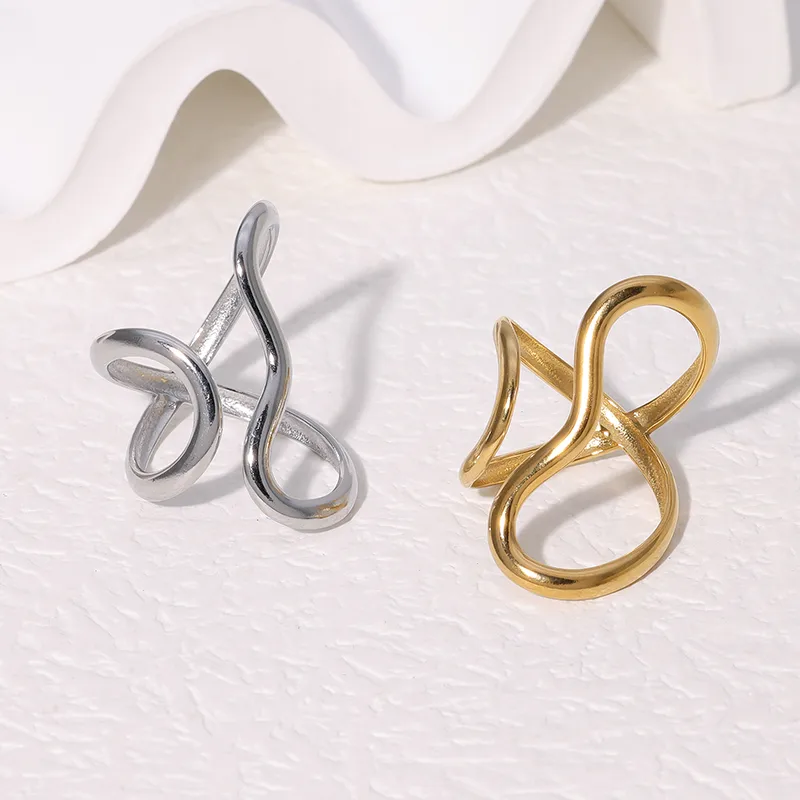 Wholesale PVD Coated Real Gold Plated 18K Gold Asymmetrical Irregular 304 Stainless Steel Simple Style Korean Style IG Style Waterproof Non Tarnish Op