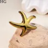 Wholesale Jewelry Hawaiian Starfish 304 Stainless Steel Plating Open Rings