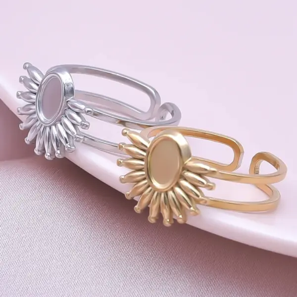 PVD Coated Real Gold Plated 18K Gold Geometric 304 Stainless Steel Simple Style Waterproof Non Tarnish Open Rings