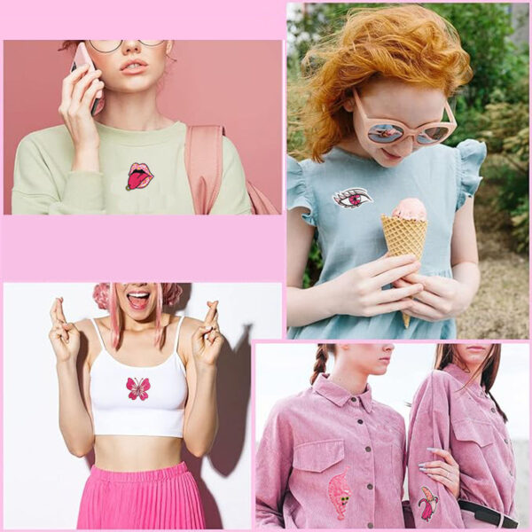 Wholesale DJ nightclub style embroidered cloth stickers pink girl disco jumping patch stickers Super running high heels computer embroidered Zhang Zi ironing