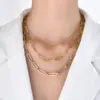 Wholesale PVD Coated Real Gold Plated 18K Gold Solid Color 201 Stainless Steel Simple Style Waterproof Non Tarnish 201 Stainless Steel Necklace