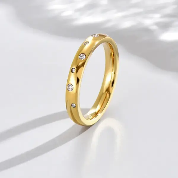 PVD Coated Real Gold Plated 14K Gold Circle 304 Stainless Steel Elegant Waterproof Non Tarnish Rings