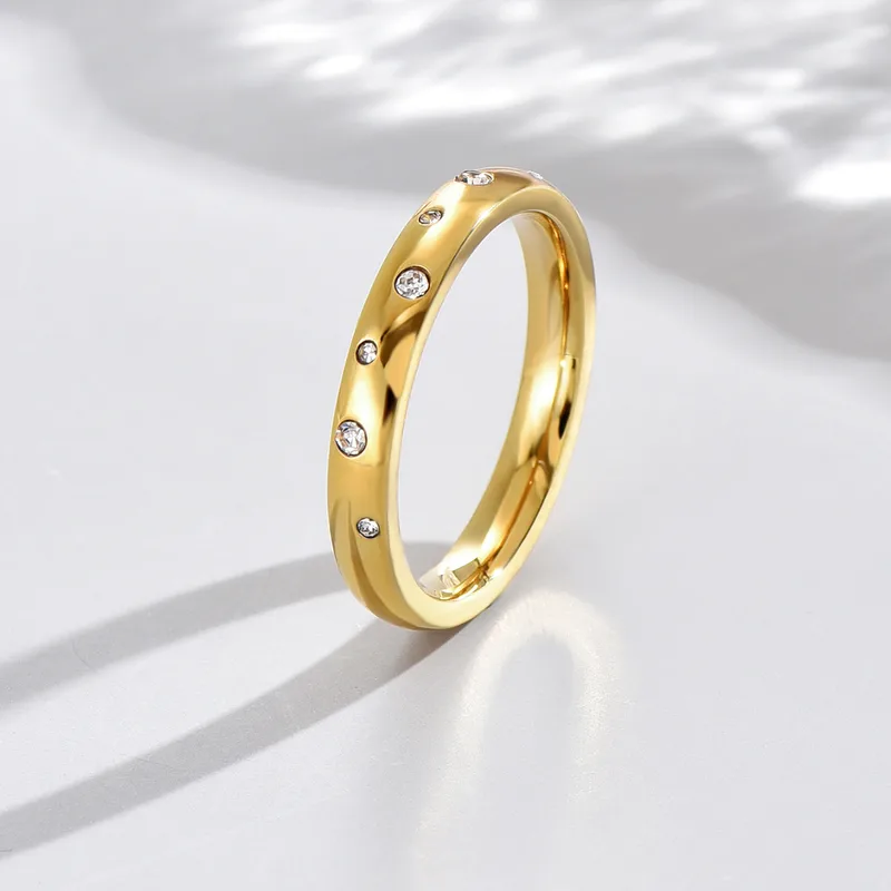 Wholesale PVD Coated Real Gold Plated 14K Gold Circle 304 Stainless Steel Elegant Waterproof Non Tarnish Rings