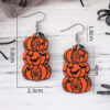Wholesale Europe and the United States cross-border new Halloween bat grimace pumpkin pendant earrings wooden Gothic wind double-sided ear jewelry