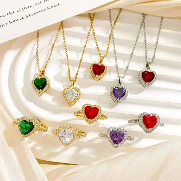 Titanic Gem Heart Necklace Classic Ocean Centerpiece Women's Jewelry Fashionable 304 Stainless Steel Copper Sweet Style Necklace