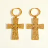 Wholesale Luxurious Exquisite Stainless Steel 18K Gold Plated Cross Pendant Earrings Elegant Polished Finish For Women Versatile Use