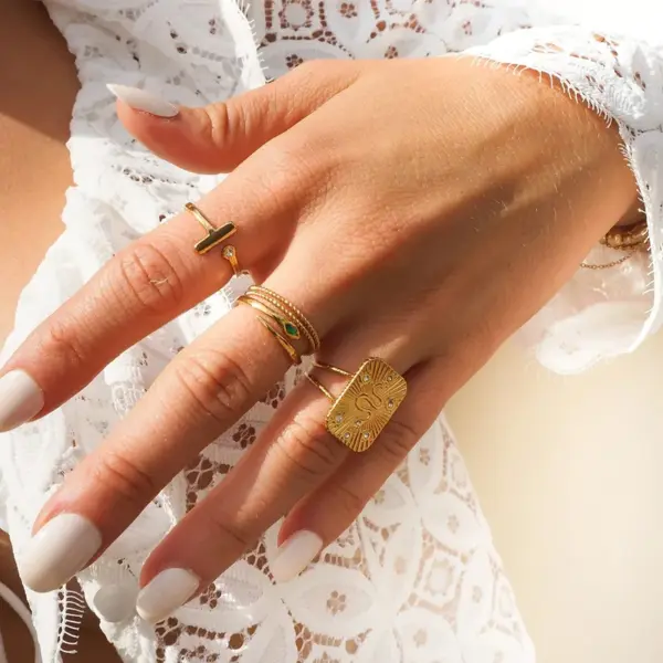 Wholesale Jewelry Commute Round 304 Stainless Steel Titanium Steel PVD Coated Plating Rings