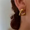 Wholesale PVD Coated Real Gold Plated Heart Shape 304 Stainless Steel Simple Style Waterproof Non Tarnish Ear Studs