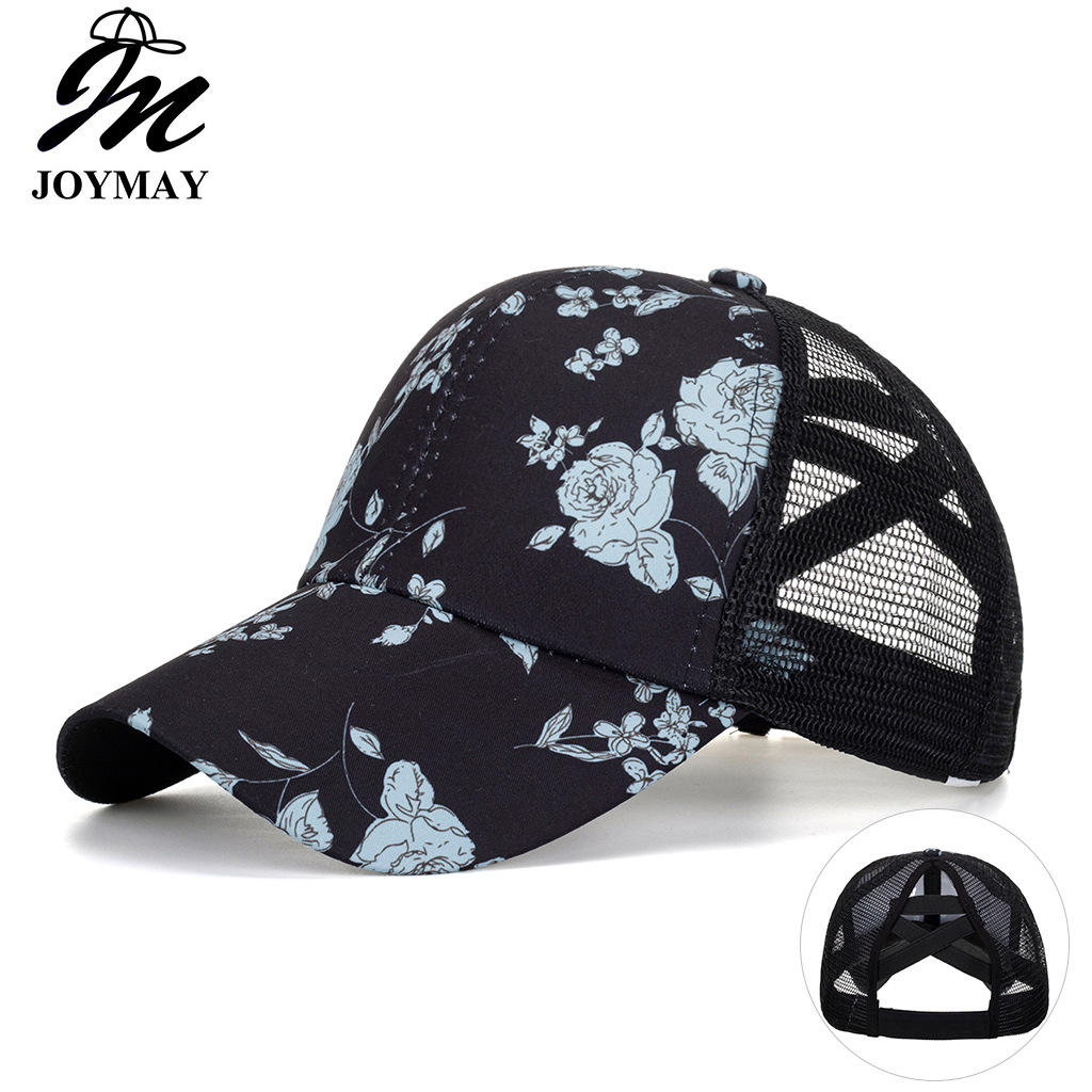 Wholesale Cross Border Hat Black Printed Cross Baseball Cap Cap Casual Sun Protection Sun Hat B1148