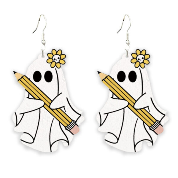 Wholesale Halloween Reading Teacher School Wooden Print Earrings