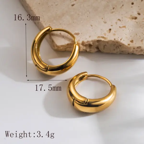 Wholesale 1 Pair Basic Classic Style Solid Color 304 Stainless Steel 18K Gold Plated Hoop Earrings