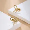 Wholesale 1 Pair Simple Style Classic Style Solid Color Bow Knot Plating 304 Stainless Steel Titanium Steel 18K Gold Plated Ear Studs