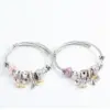 Wholesale Sweet Love Butterfly Titanium Steel Plating Artificial Crystal Artificial Pearls Bangle