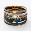 Wholesale Cross-border Hot Selling Jewelry Jewelry Bohemian Multi-layer Bracelet Woven Leather Cross Inlaid Pearl Bracelet