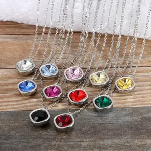Wholesale Jewelry Formal Simple Style Geometric 304 Stainless Steel Zircon Inlay Pendant Necklace
