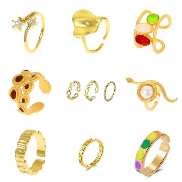 Wholesale Lady Fashion Shiny Devil's Eye Heart Shape Flower Copper Plating Inlay Artificial Rhinestones Artificial Pearls Zircon Open Ring Rings