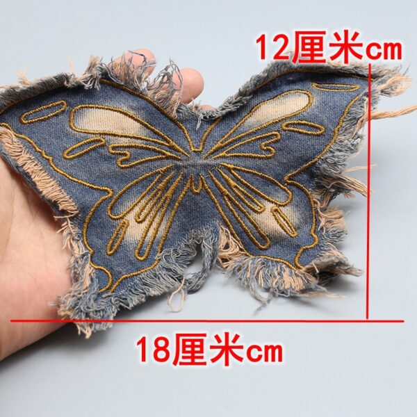 Wholesale Denim Tassel Edge Butterfly Cloth Sticker Patch Embroidered Piece Cloth Sticker Clothing Bag Hand-stitched Decorative Cloth Sticker DIY Accessories