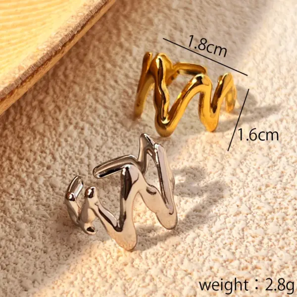 Wholesale PVD Coated Real Gold Plated 18K Gold Letter 304 Stainless Steel Retro Waterproof Non Tarnish Open Rings