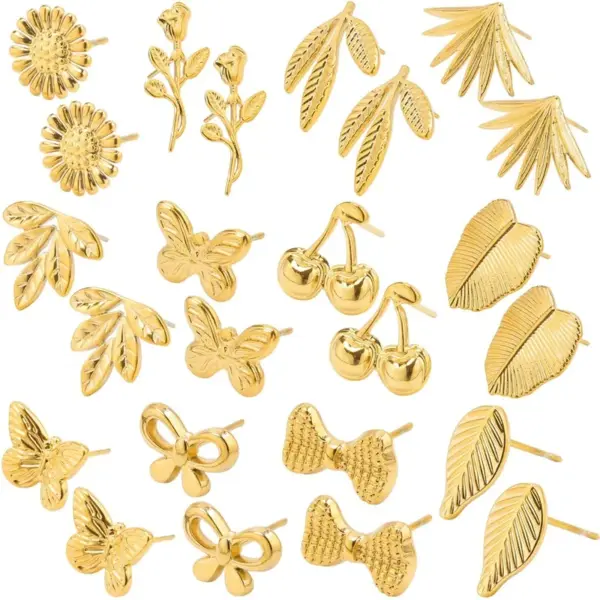 Wholesale PVD Coated Real Gold Plated 18K Gold Flower Butterfly 304 Stainless Steel Simple Style Waterproof Non Tarnish Ear Studs