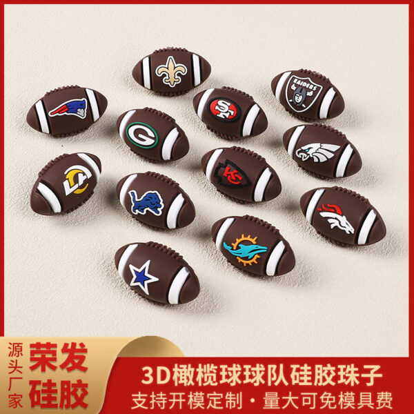 Wholesale Rugby team logo silicone beads