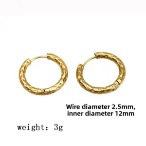 【XKE0041】Hammer Pattern Earrings / Gold