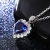 Wholesale Fashion New Inlaid Royal Blue Love-shaped Copper Necklace