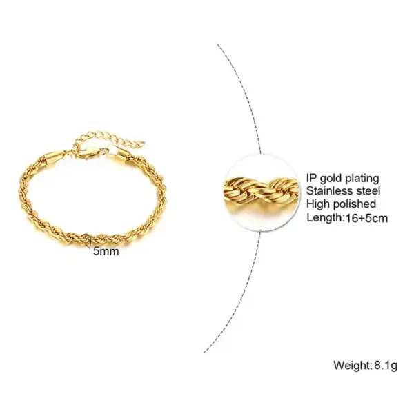 Wholesale Fashion Twist 201 Stainless Steel Stainless Steel Bracelets In Bulk
