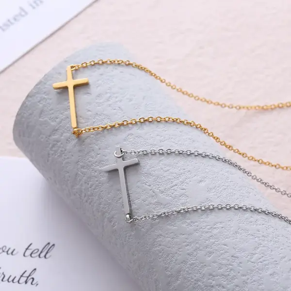 Wholesale Hip-hop Cross Stainless Steel Pendant Necklace