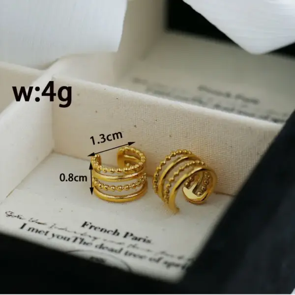 304 Stainless Steel Solid Color PVD Coated 18K Real Gold Plated 18K Gold Simple Style Classic Style Waterproof Non Tarnish Plating 18K Gold Ear Cuffs