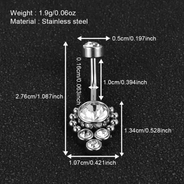 1 Piece Belly Rings Simple Style Classic Style Solid Color 302 Stainless Steel 316 Stainless Steel Polishing Rhinestone Inlay Diamond Belly Rings