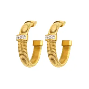 Ck750 Gold Earrings with Diamonds 8mm