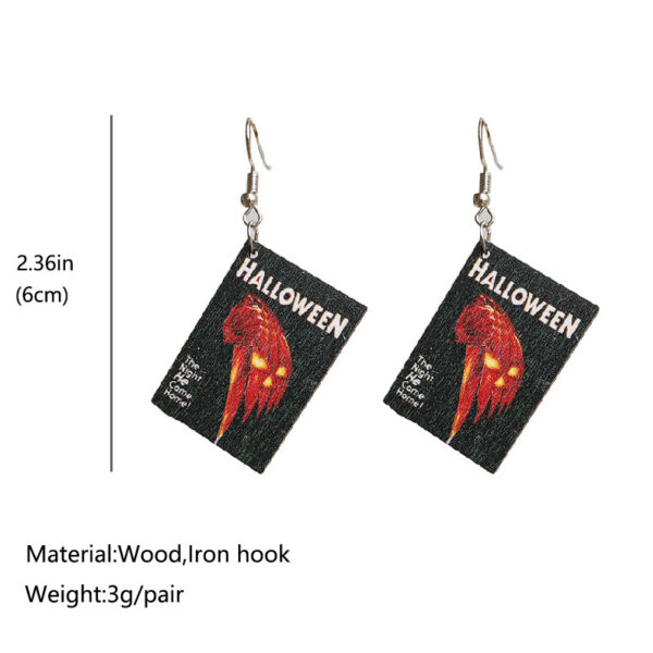Wholesale Horror Halloween Book Wooden Earrings