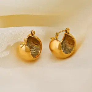Wholesale PVD Coated 18K Gold Plated Geometric 304 Stainless Steel Retro Waterproof Non Tarnish Earrings