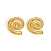 Wholesale 201 Stainless Steel Water Droplets Heart Shape Shell Ion Plating (IP) KC Golden Plated Exaggerated Cool Style IG Style Waterproof Non Tarnish Plating Gold Ear Studs