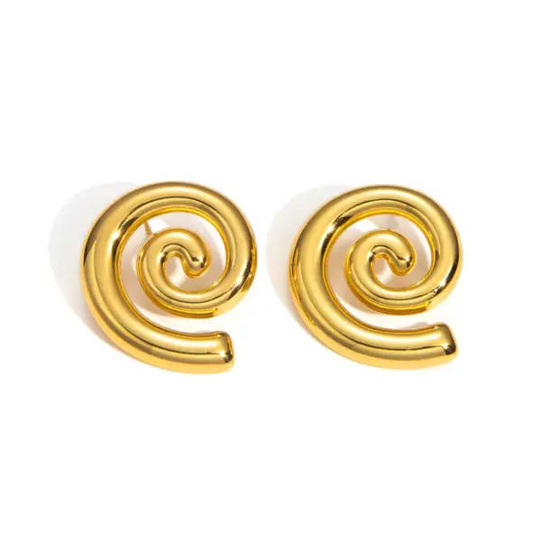 Wholesale 201 Stainless Steel Water Droplets Heart Shape Shell Ion Plating (IP) KC Golden Plated Exaggerated Cool Style IG Style Waterproof Non Tarnish Plating Gold Ear Studs