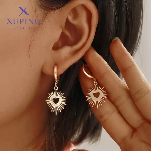 Wholesale 1 Pair XUPING Simple Style Heart Shape Irregular Plating 304 Stainless Steel 18K Gold Plated Drop Earrings