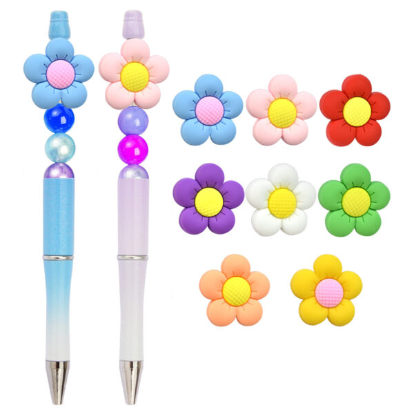 oly-00f9602ff1df5104ca36fa247b5559f1 Wholesale Ballpoint Pen Beaded Accessories Cute Flowers Pvc Burnt Beads