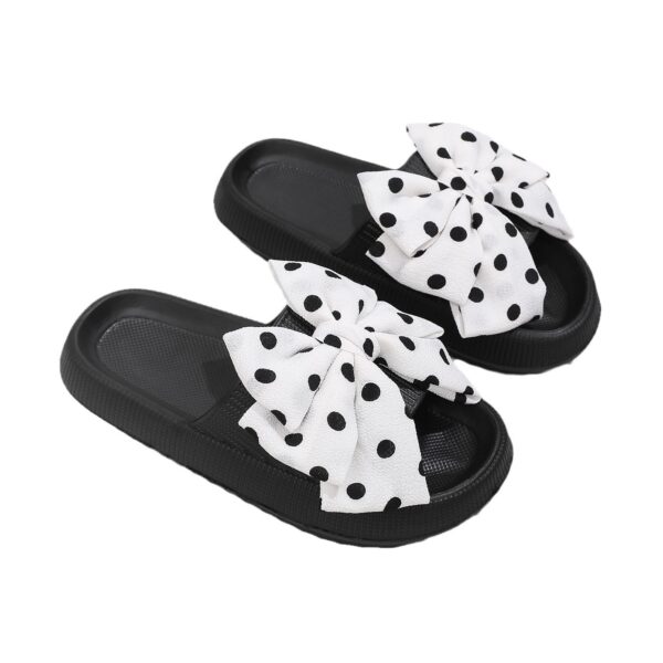 oly-00fa3f6acb692f06241b7c8c013d72ef Wholesale delivery fashion lka dot bow slippers women's summer outer wear thick bottom indoor one-word sandals beach shoes