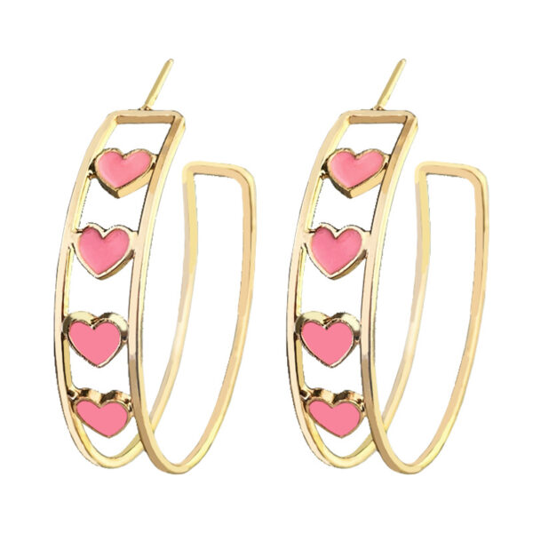 Wholesale Amazon Supply Valentine's Day Gift Fashion Ear Ring Love Series Double Ring Earrings Red Pink Fashion Earrings